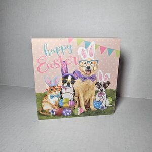 Hobby Lobby Happy Easter Dogs And Cats Pink Block Sign